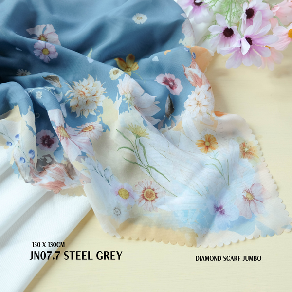 [ BUY 3 GET 1 FREE HIJAB ] Diamond Scarf JUMBO - JN07.7 Steel Grey