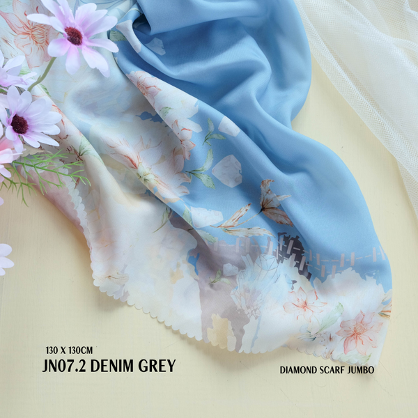 [ BUY 3 GET 1 FREE HIJAB ] Diamond Scarf JUMBO - JN07.2 Denim Grey