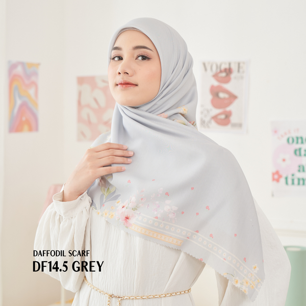 [ BUY 3 GET 1 FREE HIJAB ] Daffodil Scarf - DF14.5 Grey