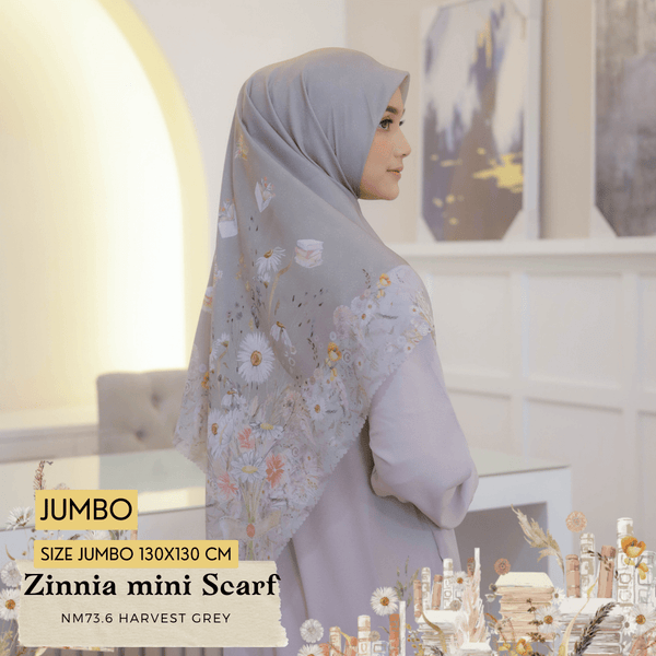 [ BUY 3 GET 1 FREE HIJAB ] Zinnia Mini Scarf Jumbo - NM73.6 Harvest Grey