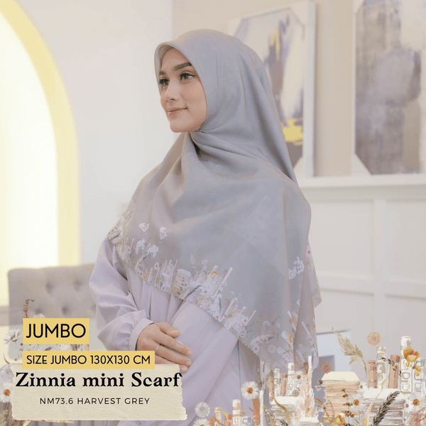 [ BUY 3 GET 1 FREE HIJAB ] Zinnia Mini Scarf Jumbo - NM73.6 Harvest Grey