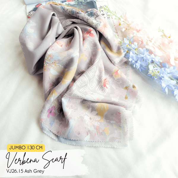 [ BUY 3 GET 1 FREE HIJAB ] Verbena Scarf JUMBO - VJ26.15 Ash Grey