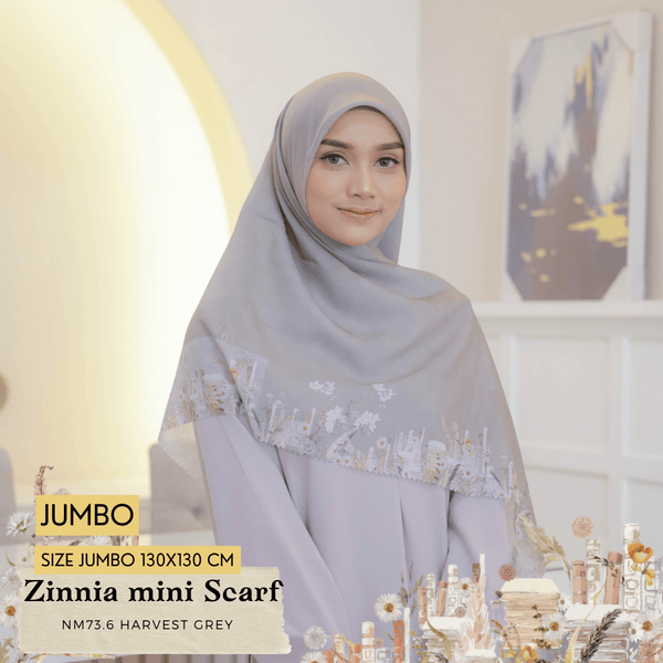 [ BUY 3 GET 1 FREE HIJAB ] Zinnia Mini Scarf Jumbo - NM73.6 Harvest Grey