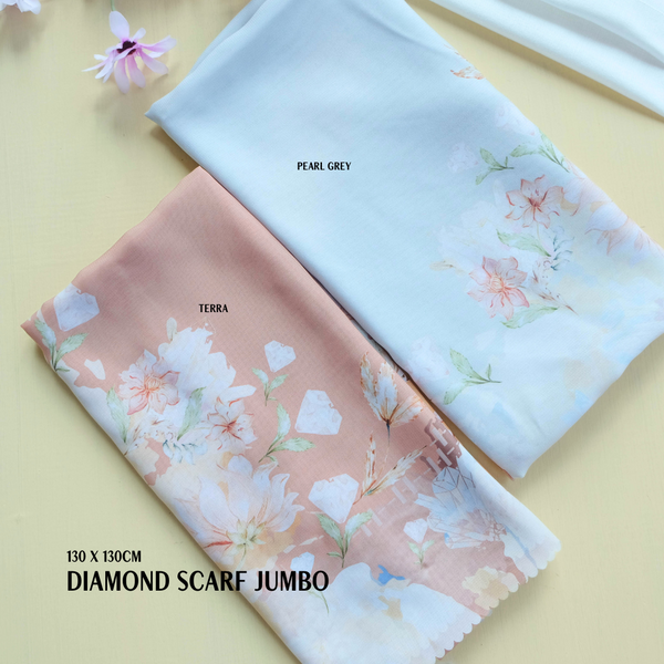 [ BUY 3 GET 1 FREE HIJAB ] Diamond Scarf JUMBO - JN07.6 Pearl Grey