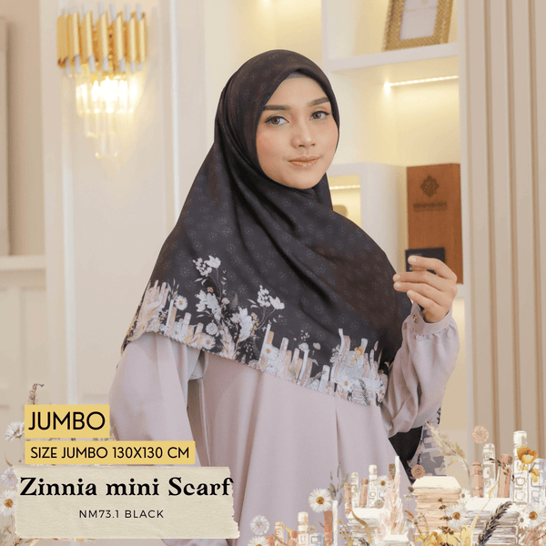 [ BUY 3 GET 1 FREE HIJAB ] Zinnia Mini Scarf Jumbo - NM73.1 Black