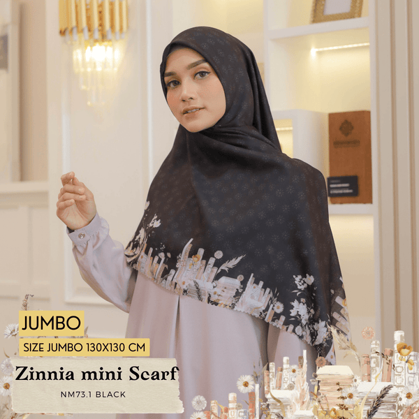 [ BUY 3 GET 1 FREE HIJAB ] Zinnia Mini Scarf Jumbo - NM73.1 Black