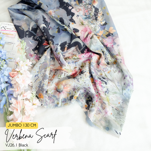 [ BUY 3 GET 1 FREE HIJAB ] Verbena Scarf JUMBO - VJ26.1 Black