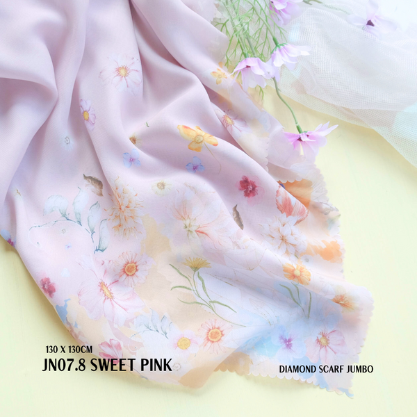 [ BUY 3 GET 1 FREE HIJAB ] Diamond Scarf JUMBO - JN07.8 Sweet Pink