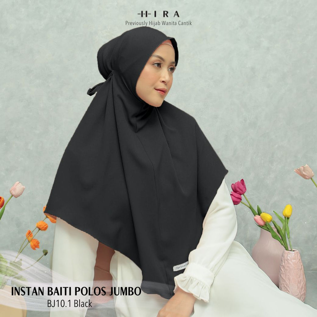 Hijab Instan Baiti Polos Jumbo - BJ10.1 Black