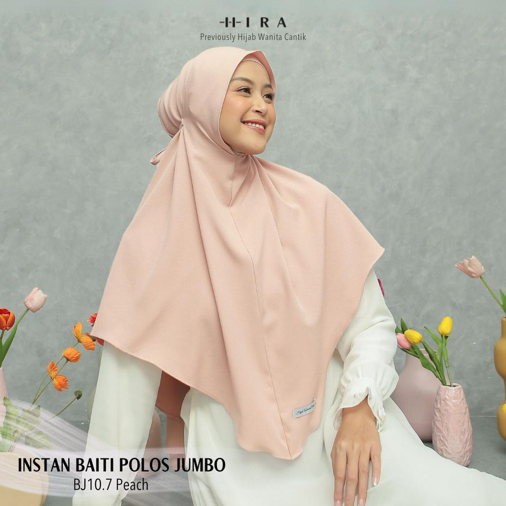 Hijab Instan Baiti Polos Jumbo - BJ10.7 Peach