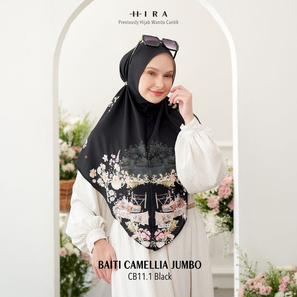 [ BUY 3 GET 1 FREE HIJAB ] Hijab Instan Baiti Camellia Jumbo - CB11.1 Black