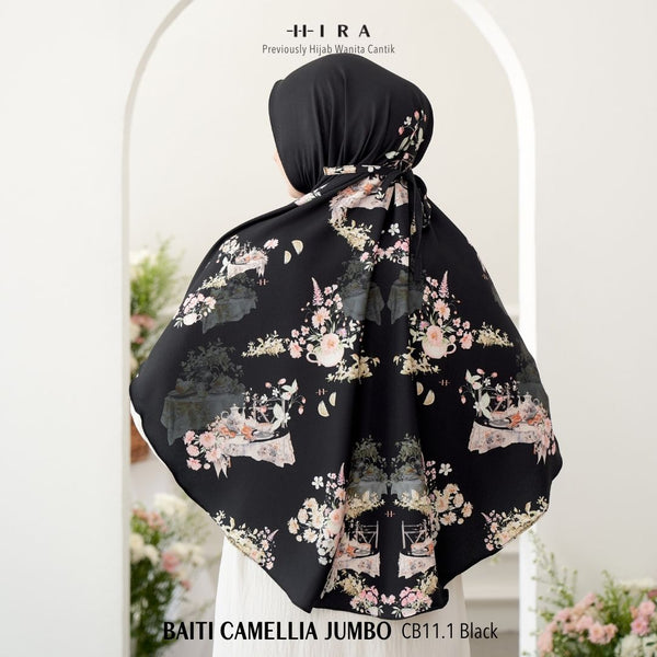 [ BUY 3 GET 1 FREE HIJAB ] Hijab Instan Baiti Camellia Jumbo - CB11.1 Black