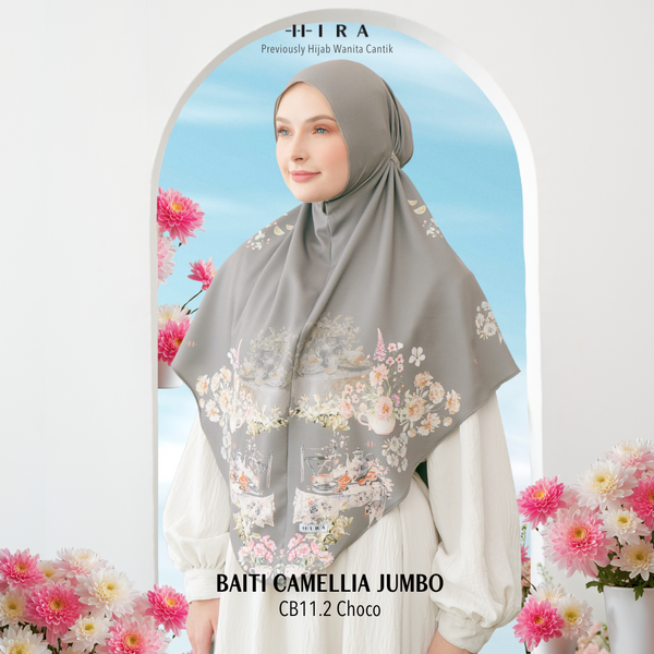 [ BUY 3 GET 1 FREE HIJAB ] Hijab Instan Baiti Camellia Jumbo - CB11.2 Choco