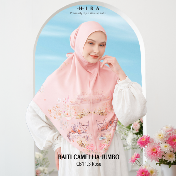 [ BUY 3 GET 1 FREE HIJAB ] Hijab Instan Baiti Camellia Jumbo - CB11.3 Rose