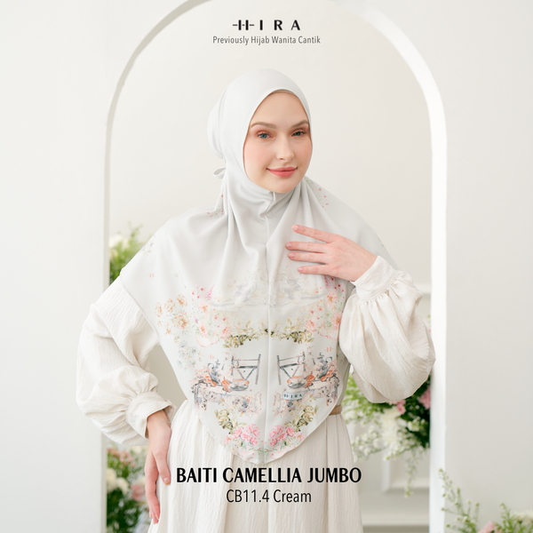 [ BUY 3 GET 1 FREE HIJAB ] Hijab Instan Baiti Camellia Jumbo - CB11.4 Cream