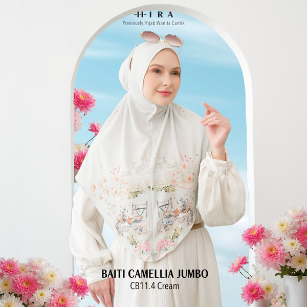 [ BUY 3 GET 1 FREE HIJAB ] Hijab Instan Baiti Camellia Jumbo - CB11.4 Cream