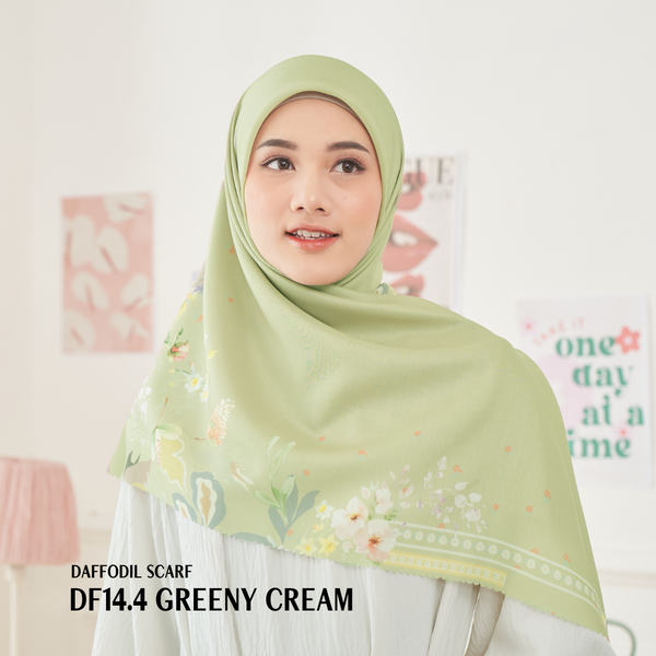 [ BUY 3 GET 1 FREE HIJAB ] Daffodil Scarf - DF14.4 Greeny Cream