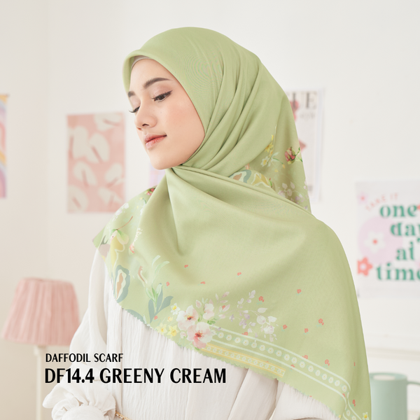 [ BUY 3 GET 1 FREE HIJAB ] Daffodil Scarf - DF14.4 Greeny Cream