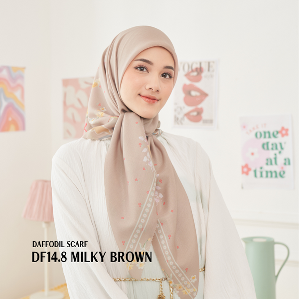 [ BUY 3 GET 1 FREE HIJAB ] Daffodil Scarf - DF14.8 Milky Brown