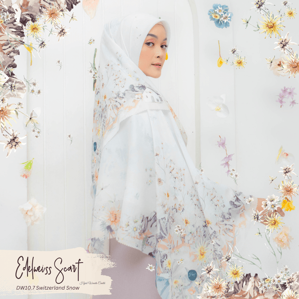 [ BUY 3 GET 1 FREE HIJAB ] Edelweis Scarf - DW10.7 Switzerland Snow