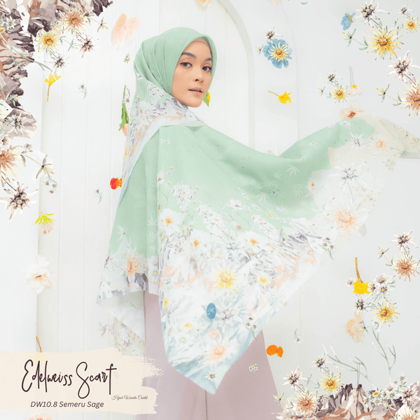 [ BUY 3 GET 1 FREE HIJAB ] Edelweis Scarf - DW10.8 Semeru Sage