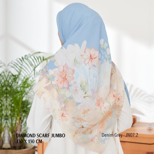 [ BUY 3 GET 1 FREE HIJAB ] Diamond Scarf JUMBO - JN07.2 Denim Grey