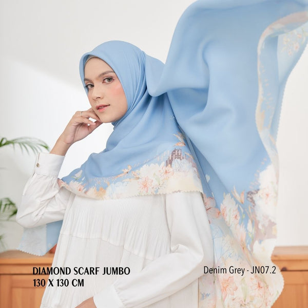 [ BUY 3 GET 1 FREE HIJAB ] Diamond Scarf JUMBO - JN07.2 Denim Grey