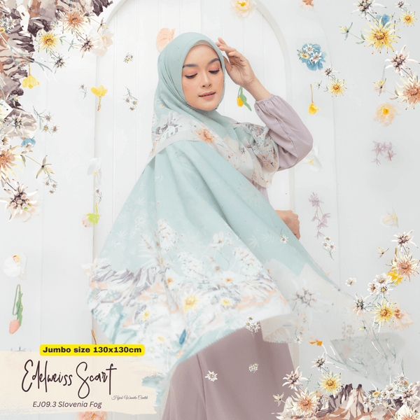 [ BUY 3 GET 1 FREE HIJAB ] Edelweiss Scarf Jumbo - EJ09.3 Slovenia Fog