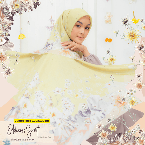 [ BUY 3 GET 1 FREE HIJAB ] Edelweiss Scarf Jumbo - EJ09.9 Lawu Lemon