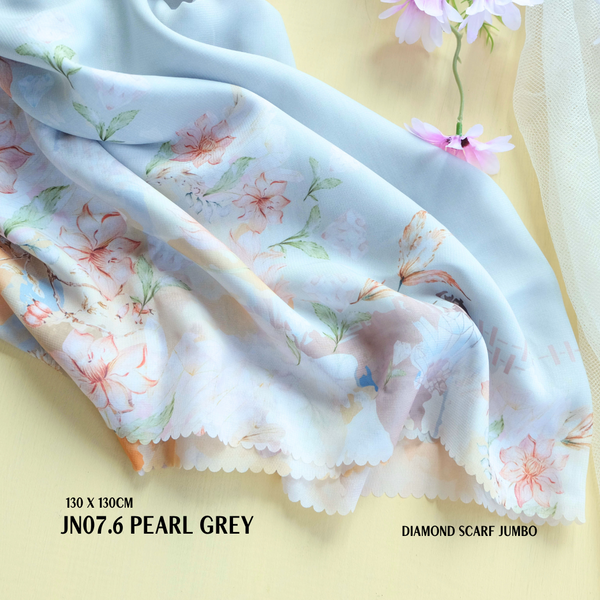 [ BUY 3 GET 1 FREE HIJAB ] Diamond Scarf JUMBO - JN07.6 Pearl Grey