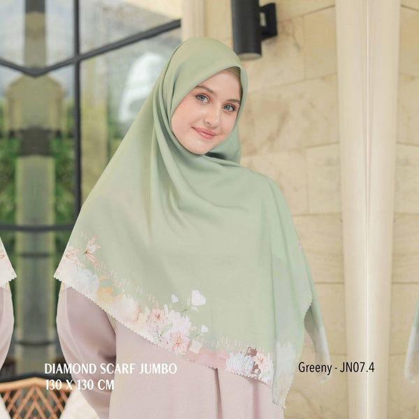 [ BUY 3 GET 1 FREE HIJAB ] Diamond Scarf JUMBO - JN07.4 Greeny