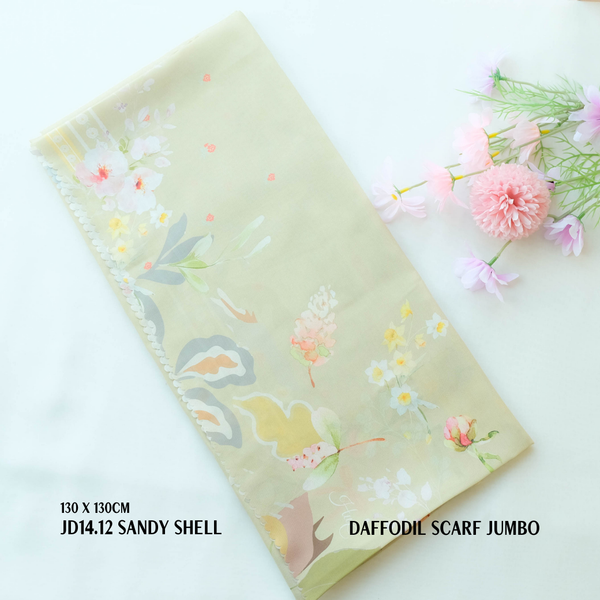 [ BUY 3 GET 1 FREE HIJAB ] Daffodil Scarf Jumbo - JD14.12 Sandy Shell