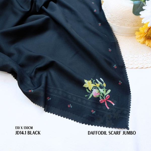 [ BUY 3 GET 1 FREE HIJAB ] Daffodil Scarf Jumbo - JD14.1 Black