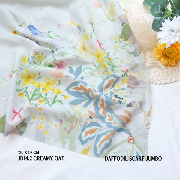 [ BUY 3 GET 1 FREE HIJAB ] Daffodil Scarf Jumbo - JD14.2 Creamy Oat