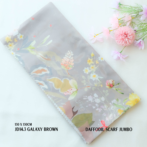 [ BUY 3 GET 1 FREE HIJAB ] Daffodil Scarf Jumbo - JD14.3 Galaxy Brown