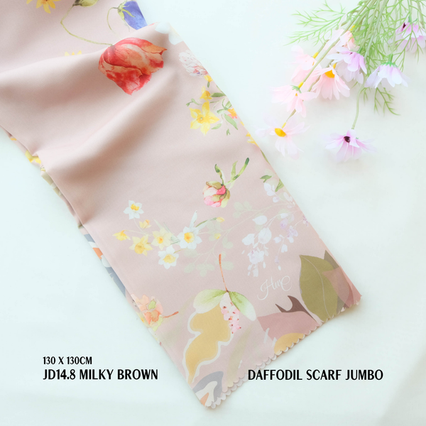 [ BUY 3 GET 1 FREE HIJAB ] Daffodil Scarf Jumbo - JD14.8 Milky Brown