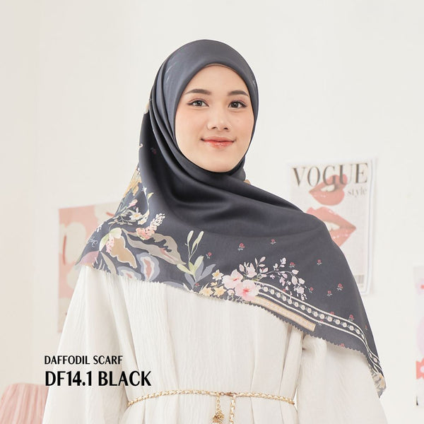 [ BUY 3 GET 1 FREE HIJAB ] Daffodil Scarf - DF14.1 Black