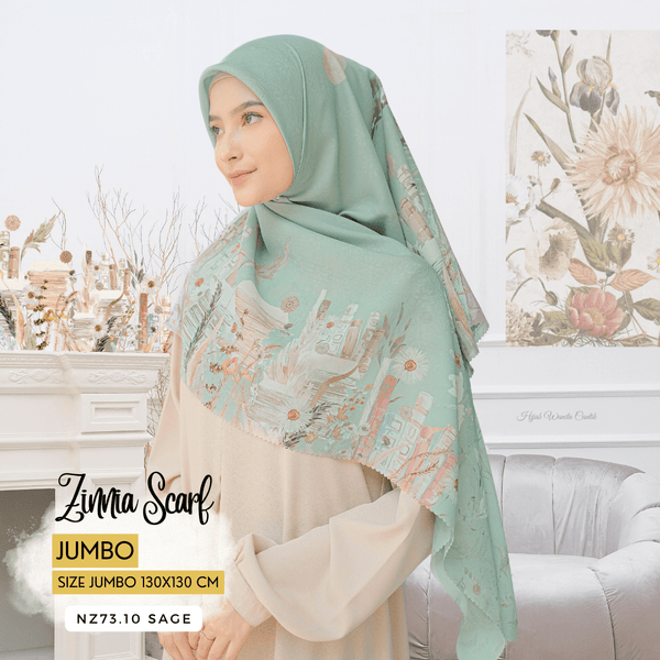 [ BUY 3 GET 1 FREE HIJAB ] Zinnia Scarf Jumbo - NZ73.10 Sage