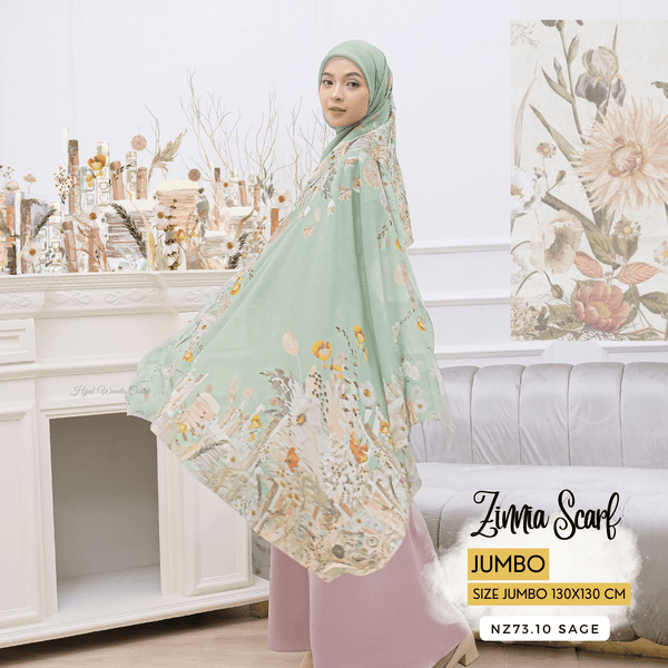 [ BUY 3 GET 1 FREE HIJAB ] Zinnia Scarf Jumbo - NZ73.10 Sage