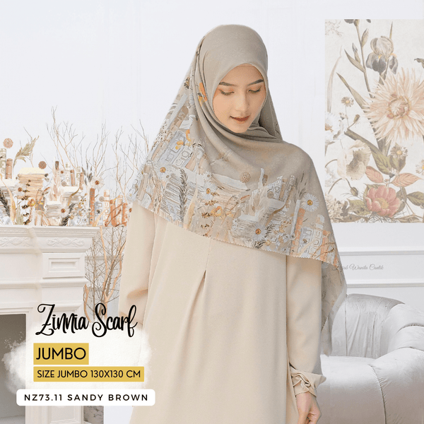 [ BUY 3 GET 1 FREE HIJAB ] Zinnia Scarf Jumbo - NZ73.11 Sandy Brown