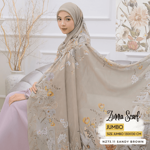 [ BUY 3 GET 1 FREE HIJAB ] Zinnia Scarf Jumbo - NZ73.11 Sandy Brown