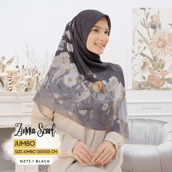 [ BUY 3 GET 1 FREE HIJAB ] Zinnia Scarf Jumbo - NZ73.1 Black