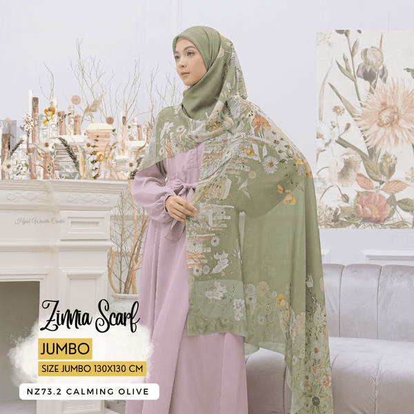 [ BUY 3 GET 1 FREE HIJAB ] Zinnia Scarf Jumbo - NZ73.2 Calming Olive