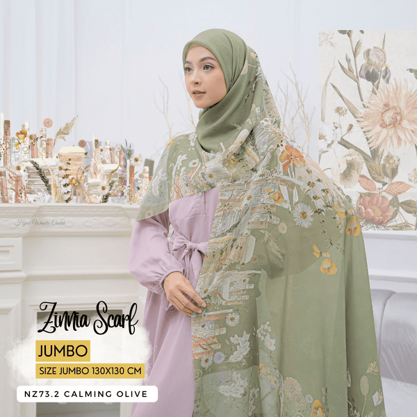 [ BUY 3 GET 1 FREE HIJAB ] Zinnia Scarf Jumbo - NZ73.2 Calming Olive