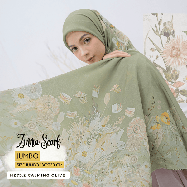 [ BUY 3 GET 1 FREE HIJAB ] Zinnia Scarf Jumbo - NZ73.2 Calming Olive