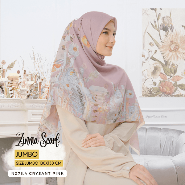 [ BUY 3 GET 1 FREE HIJAB ] Zinnia Scarf Jumbo - NZ73.4 Crysant Pink