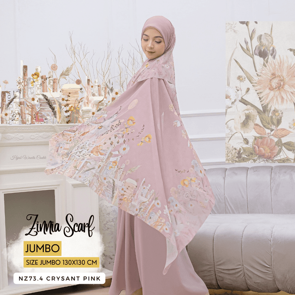 [ BUY 3 GET 1 FREE HIJAB ] Zinnia Scarf Jumbo - NZ73.4 Crysant Pink