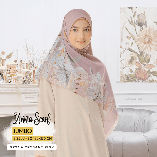 [ BUY 3 GET 1 FREE HIJAB ] Zinnia Scarf Jumbo - NZ73.4 Crysant Pink