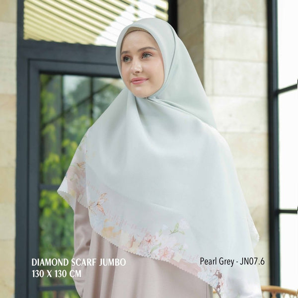 [ BUY 3 GET 1 FREE HIJAB ] Diamond Scarf JUMBO - JN07.6 Pearl Grey