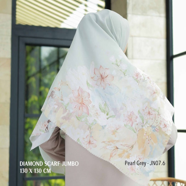 [ BUY 3 GET 1 FREE HIJAB ] Diamond Scarf JUMBO - JN07.6 Pearl Grey